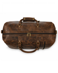 Rustic brown leather travel duffel