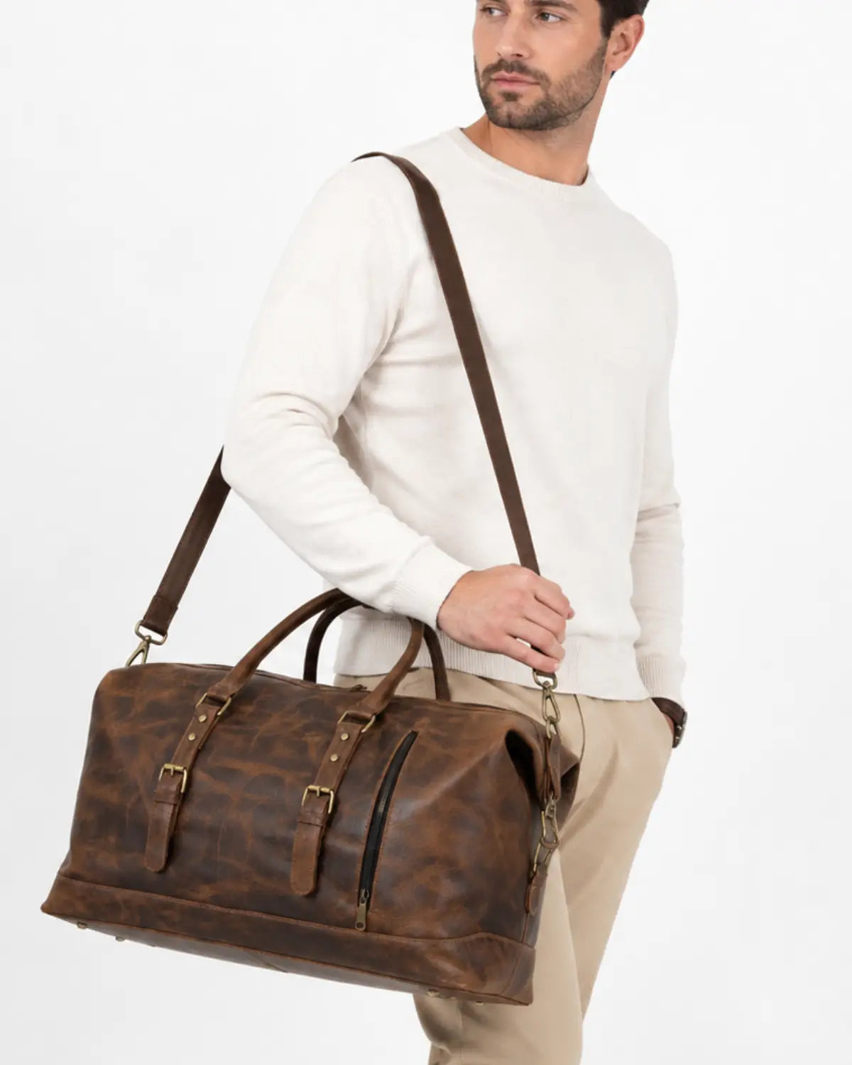 Genuine leather cabin travel bag