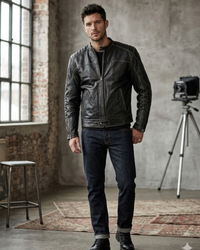 Men's Rub Off  Leather Biker