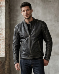 Men's Rub Off  Leather Biker