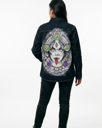 Limited Edition Hand Painted Maa Durga  face  Denim Jacket
