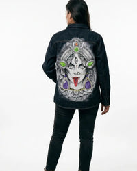 Limited Edition Hand Painted Maa Durga  face  Denim Jacket