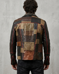 Multi Color  Mens Patch Biker Glass Revits at lapel & Collar