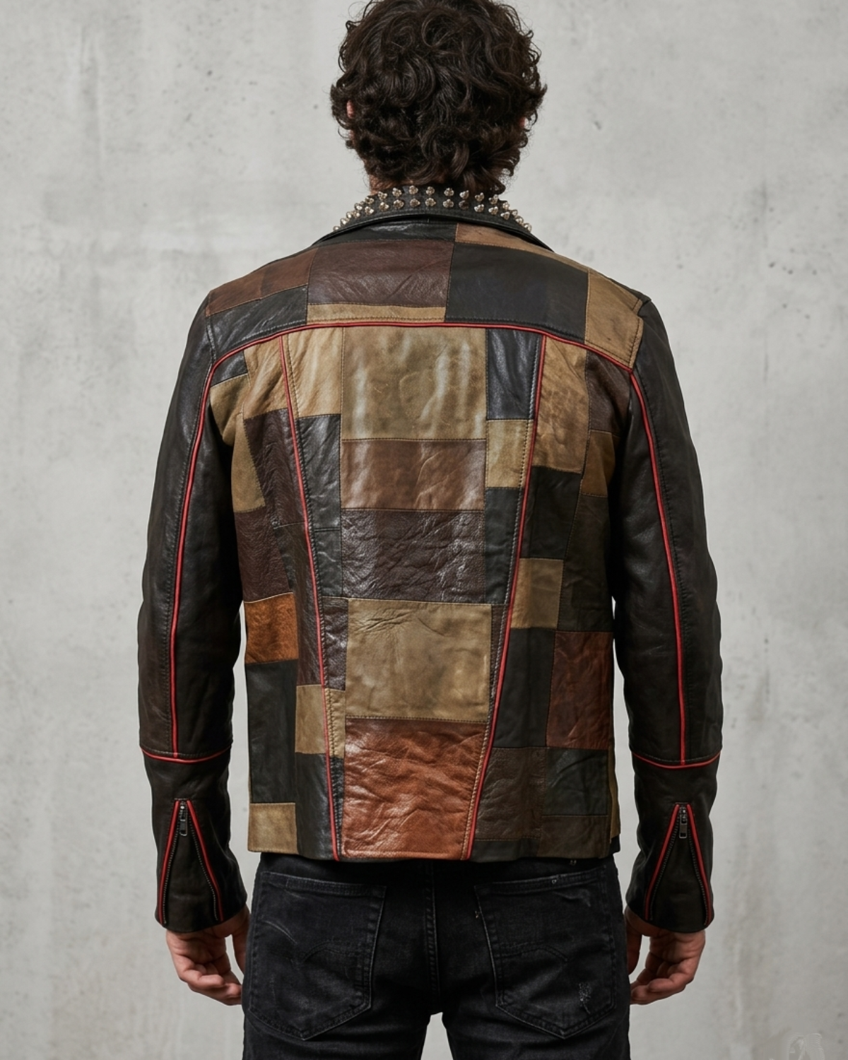 Multi Color  Mens Patch Biker Glass Revits at lapel & Collar