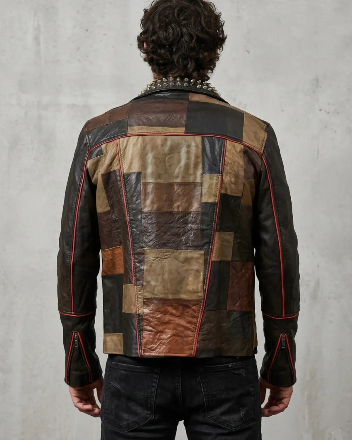 Multi Color  Mens Patch Biker Glass Revits at lapel & Collar