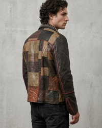 Multi Color  Mens Patch Biker Glass Revits at lapel & Collar