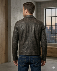 Men Leather Hand Padded Lamb Vintage MotorCycle Biker Jacket