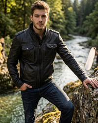 Men's Best Seller Short Leather Motorcycle Biker Jacket