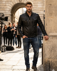 Men's Best Seller Short Leather Motorcycle Biker Jacket