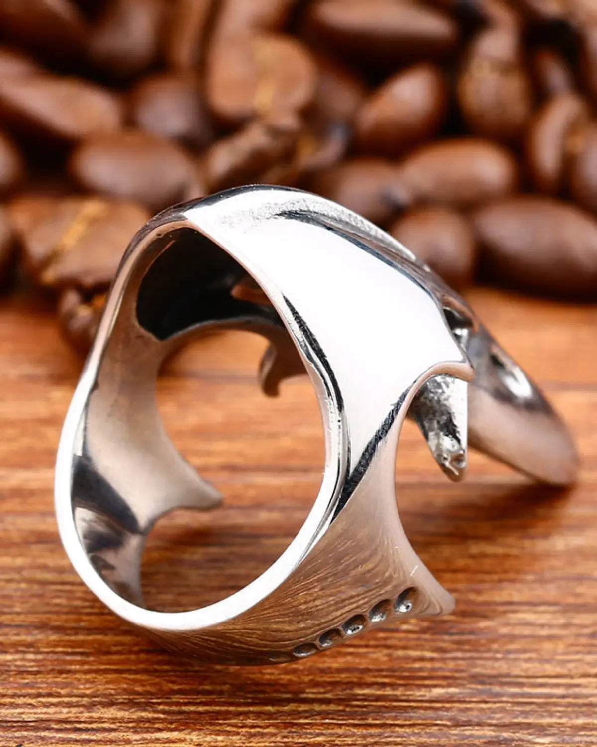 Viking Vintage Punk Olecranon The Crow Skull Ring For Man Stainless Steel Man's Jewelry