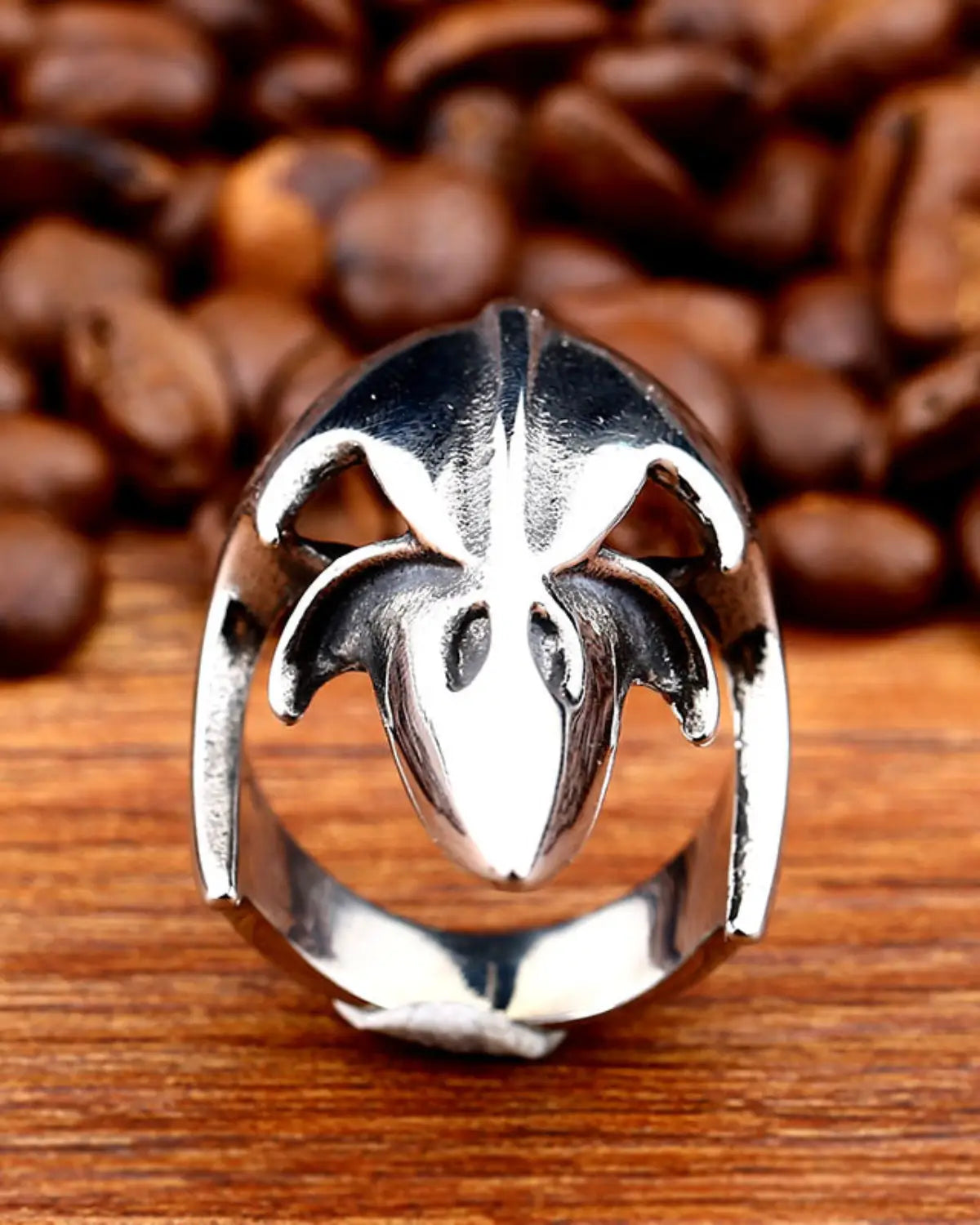 Viking Vintage Punk Olecranon The Crow Skull Ring For Man Stainless Steel Man's Jewelry