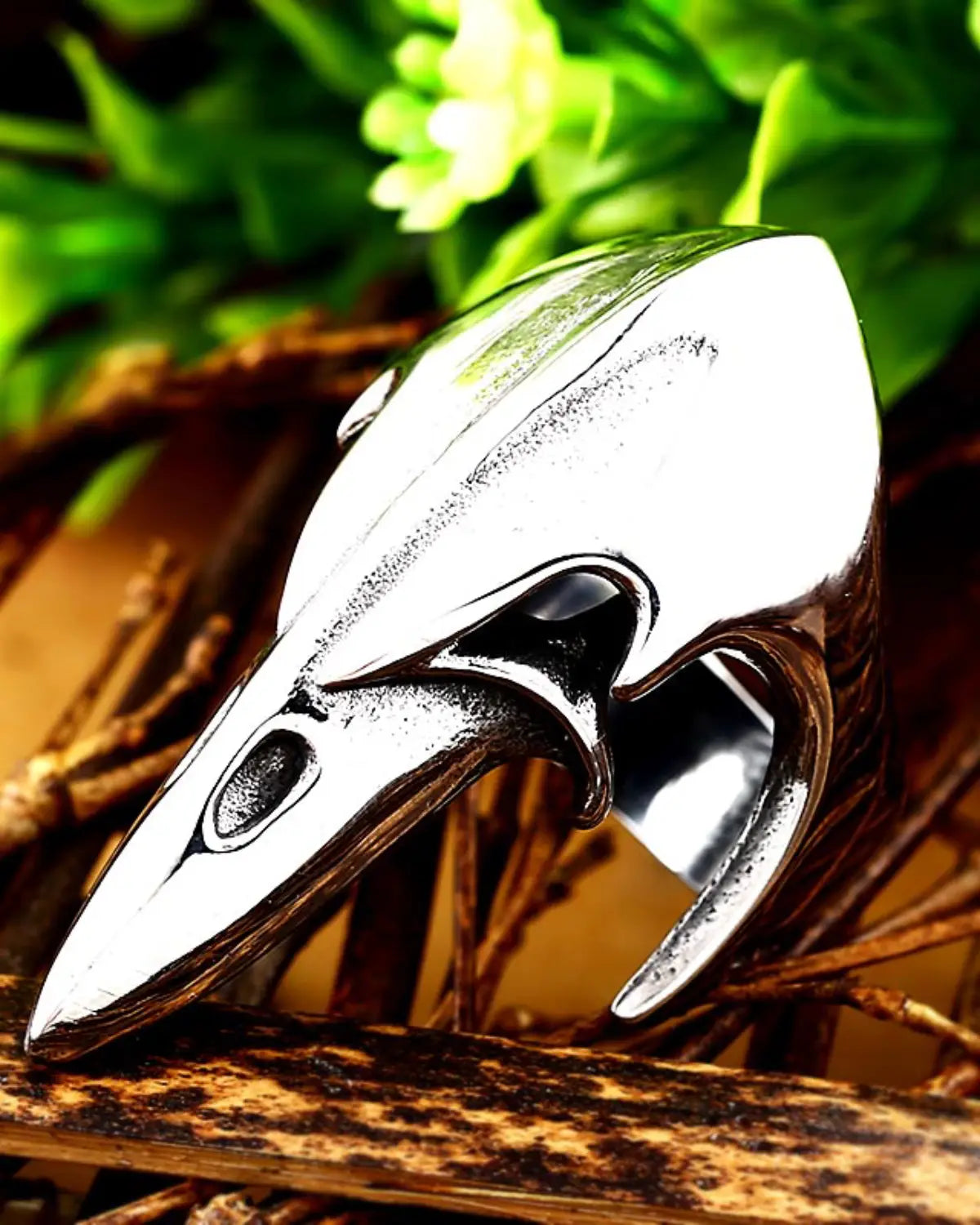 Viking Vintage Punk Olecranon The Crow Skull Ring For Man Stainless Steel Man's Jewelry