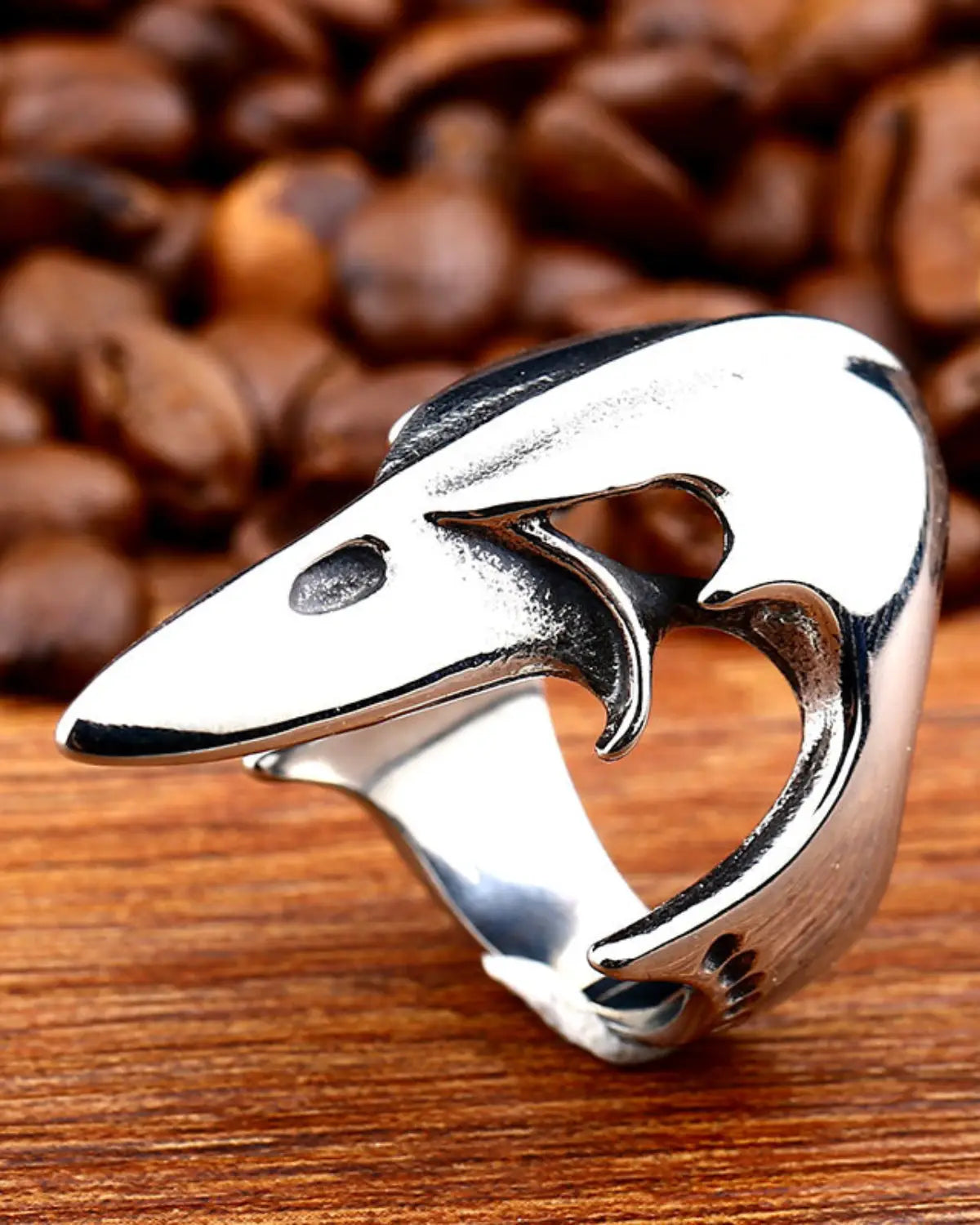 Viking Vintage Punk Olecranon The Crow Skull Ring For Man Stainless Steel Man's Jewelry