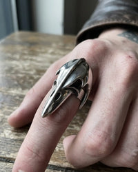 Viking Vintage Punk Olecranon The Crow Skull Ring For Man Stainless Steel Man's Jewelry