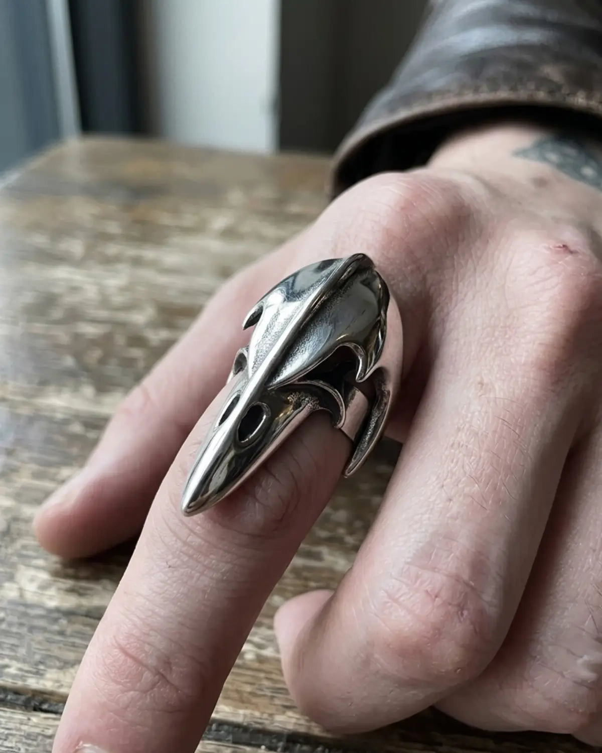 Viking Vintage Punk Olecranon The Crow Skull Ring For Man Stainless Steel Man's Jewelry