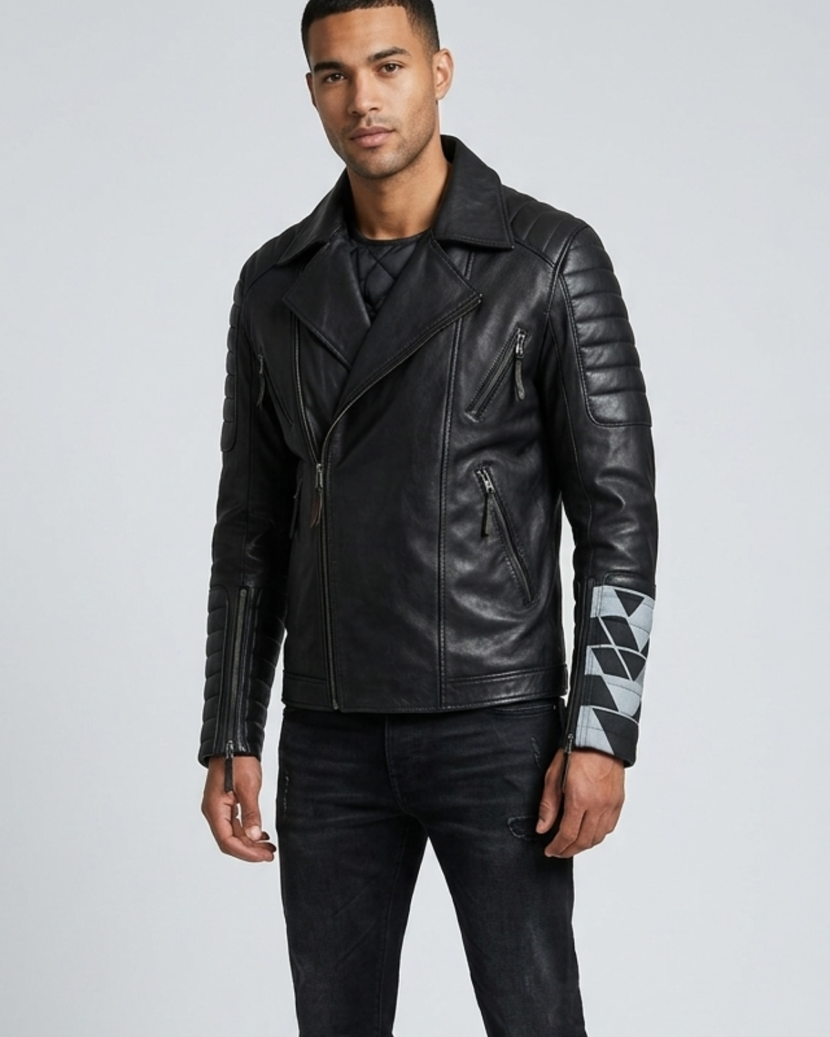 Hand Painted Love Kill Skull Leather mens Jacket 