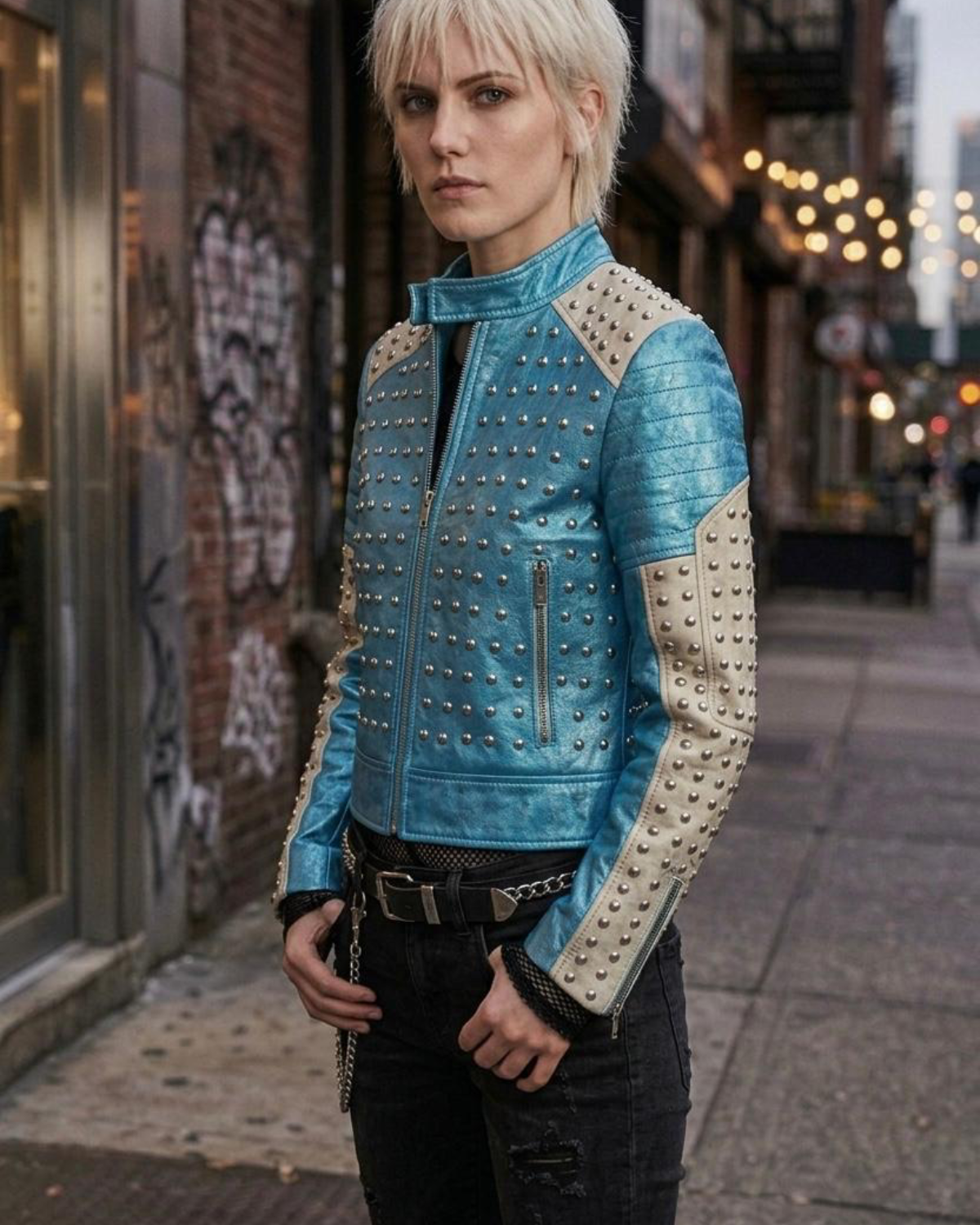 Women Metallic Best Seller Leather Biker Jacket