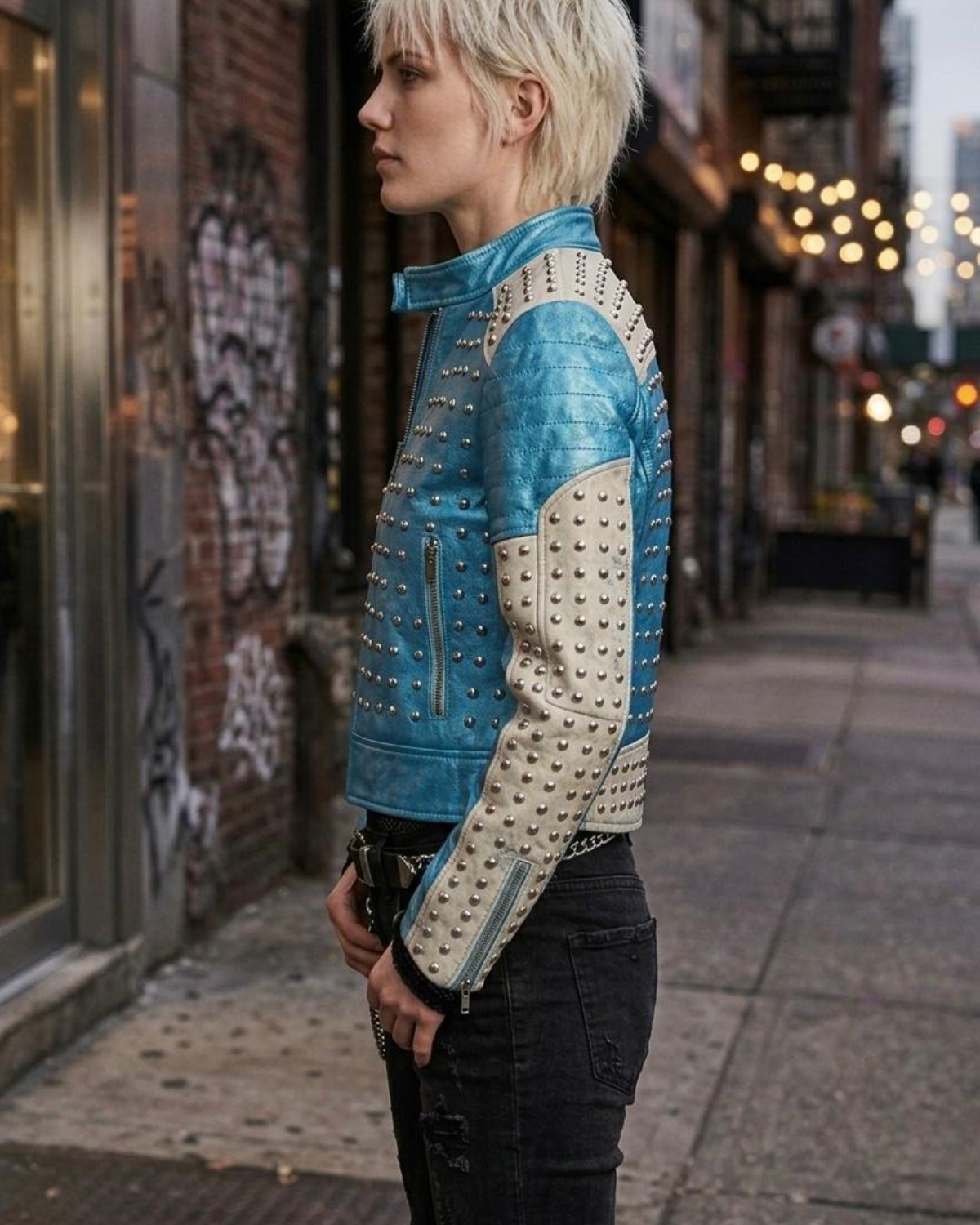Women Metallic Best Seller Leather Biker Jacket
