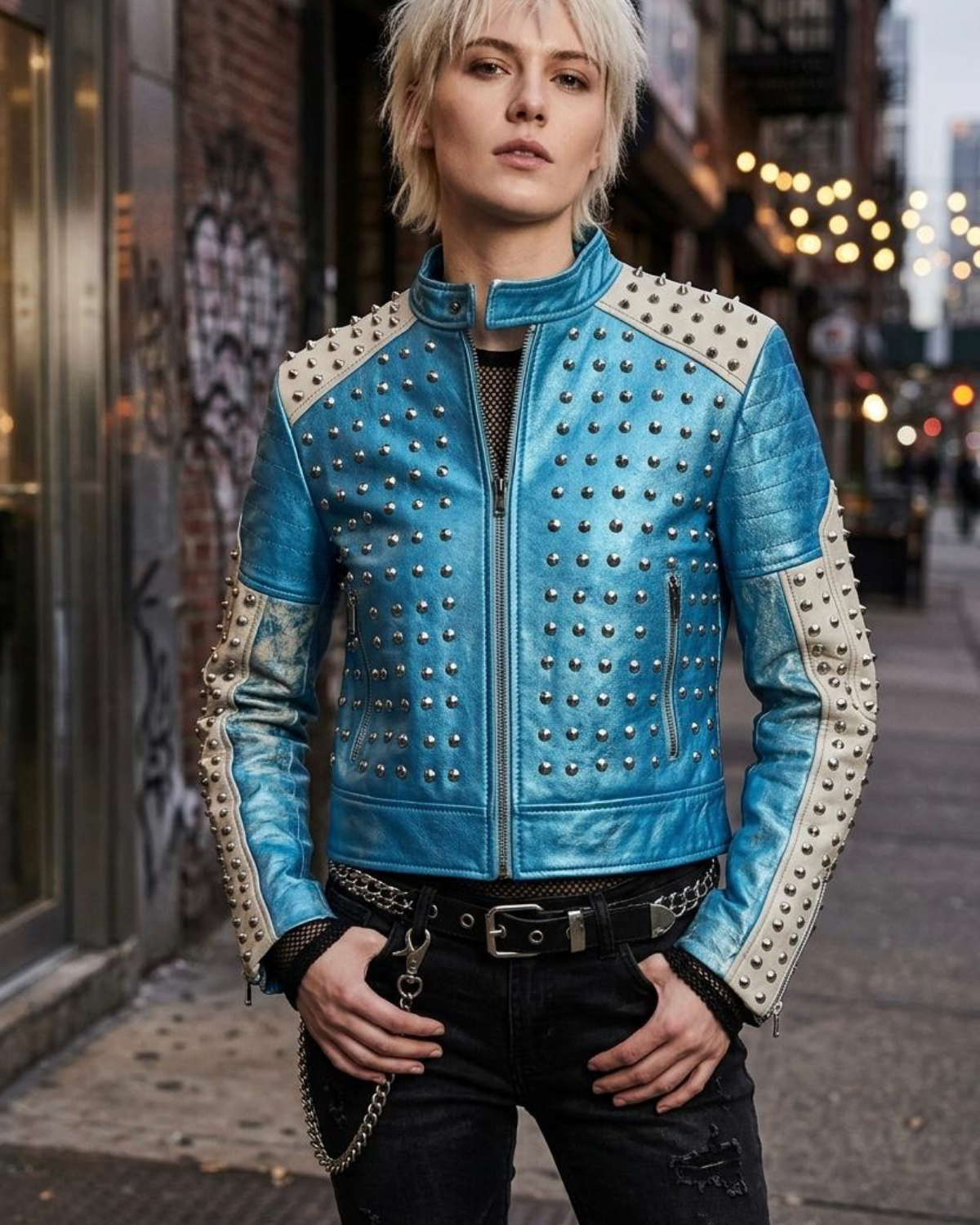Women Metallic Best Seller Leather Biker Jacket