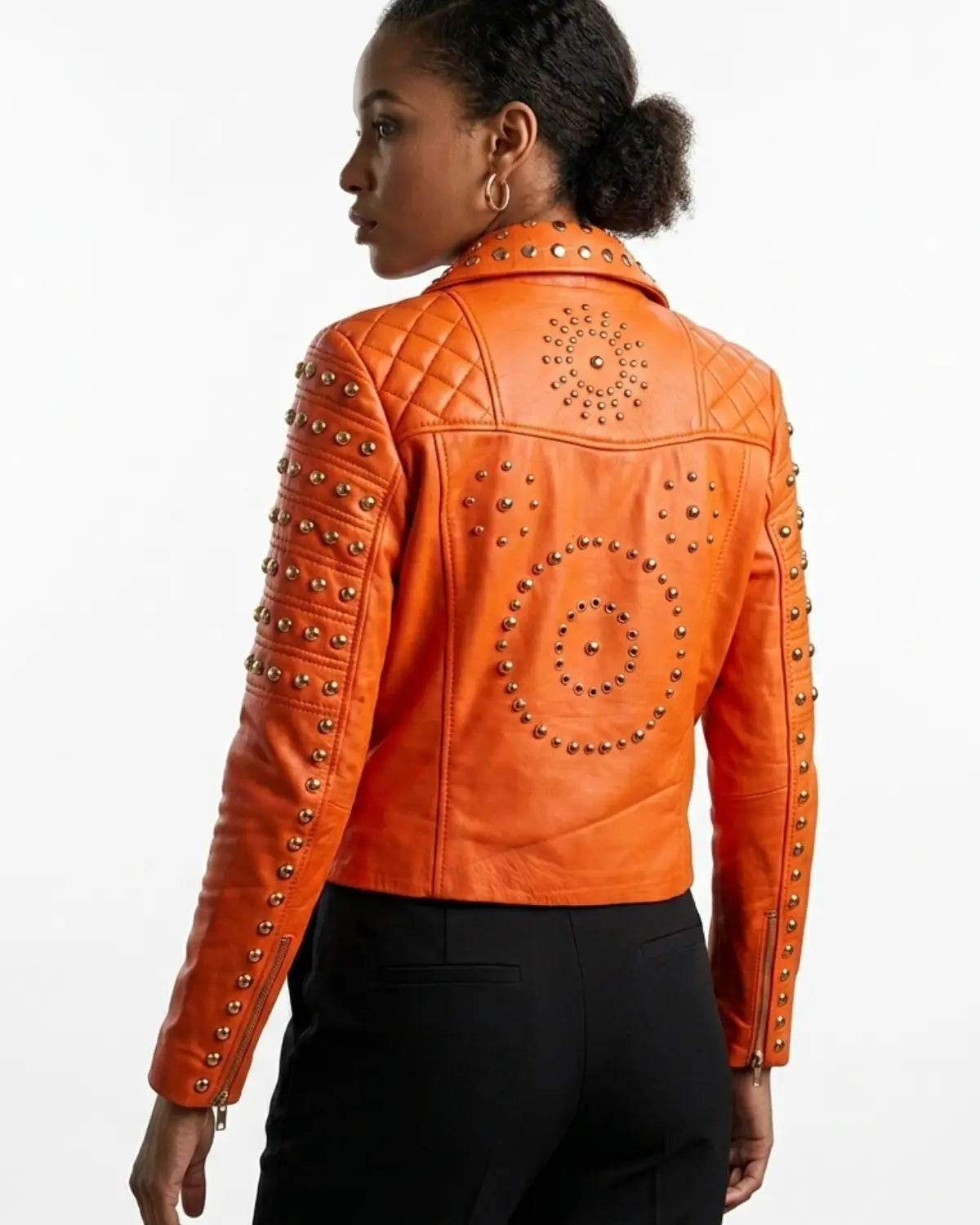 Premium Studded Biker Leather Jacket for Women