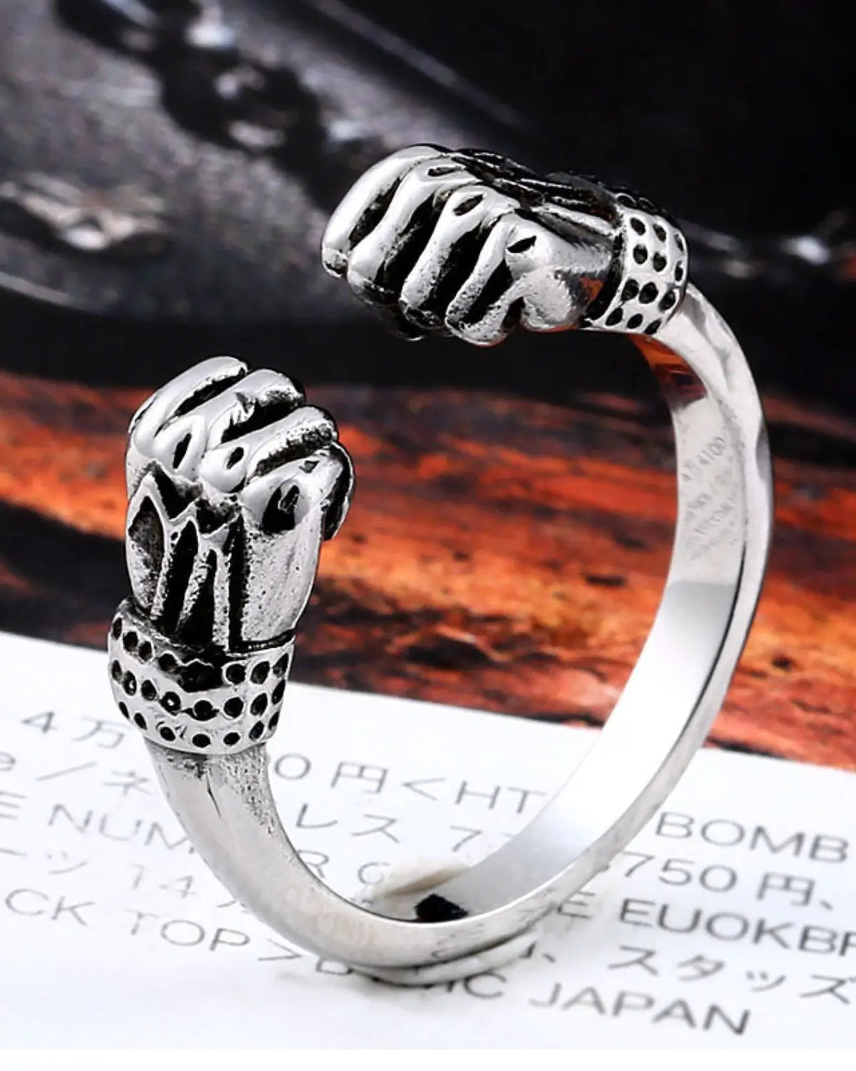 Double Fist Adjustable Men's/Women Ring stainless steel punk rock jewelry