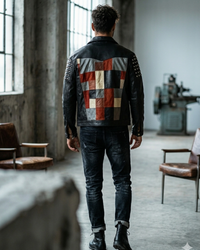 Gurus Jean Leather Jacket with Multi Patch