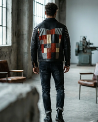 Gurus Jean Leather Jacket with Multi Patch