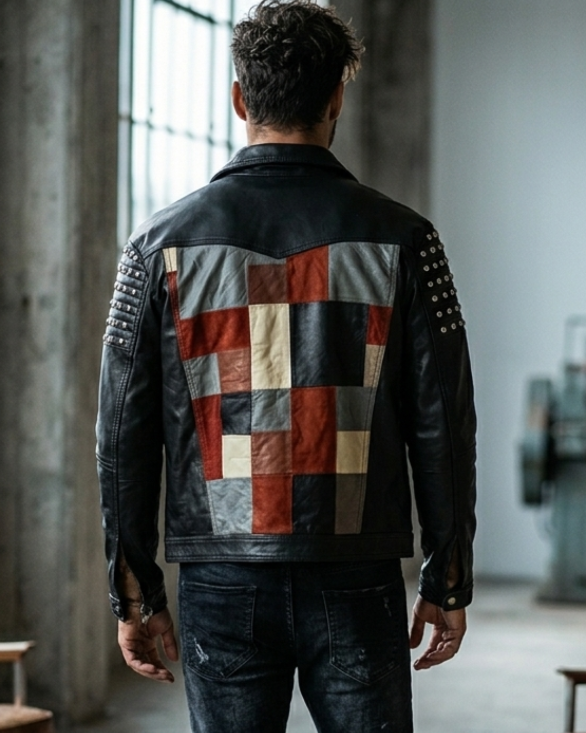 Gurus Jean Leather Jacket with Multi Patch