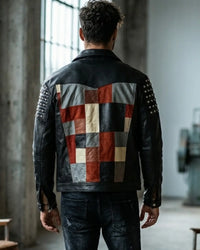 Gurus Jean Leather Jacket with Multi Patch