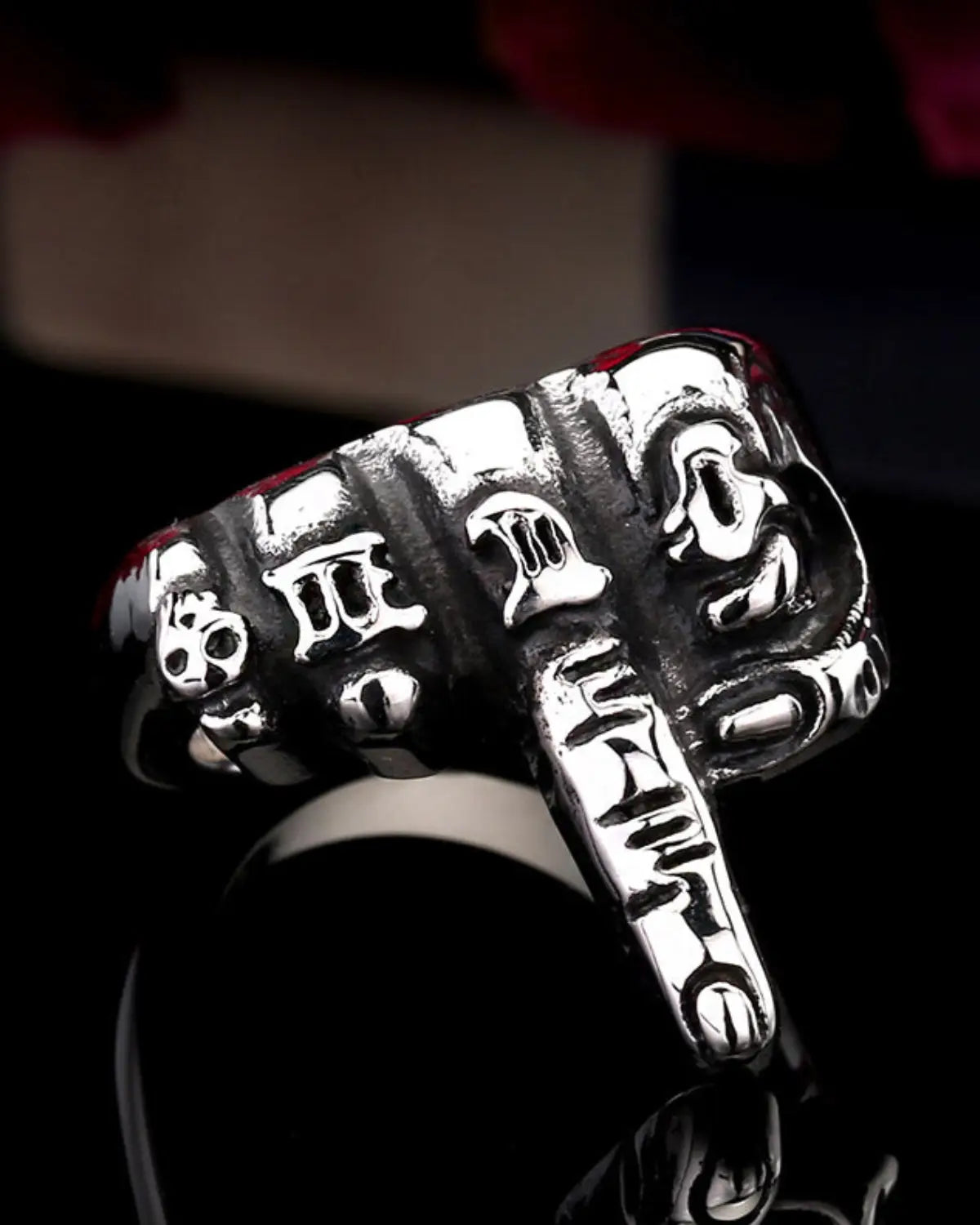 BIG SIZE PUNK MIDDLE FINGER POINTED STAINLESS STEEL RINGS FOR MENS