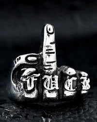 BIG SIZE PUNK MIDDLE FINGER POINTED STAINLESS STEEL RINGS FOR MENS