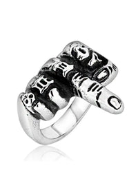 BIG SIZE PUNK MIDDLE FINGER POINTED STAINLESS STEEL RINGS FOR MENS