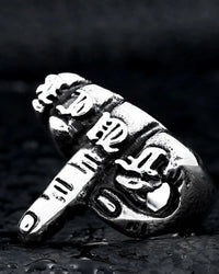 BIG SIZE PUNK MIDDLE FINGER POINTED STAINLESS STEEL RINGS FOR MENS