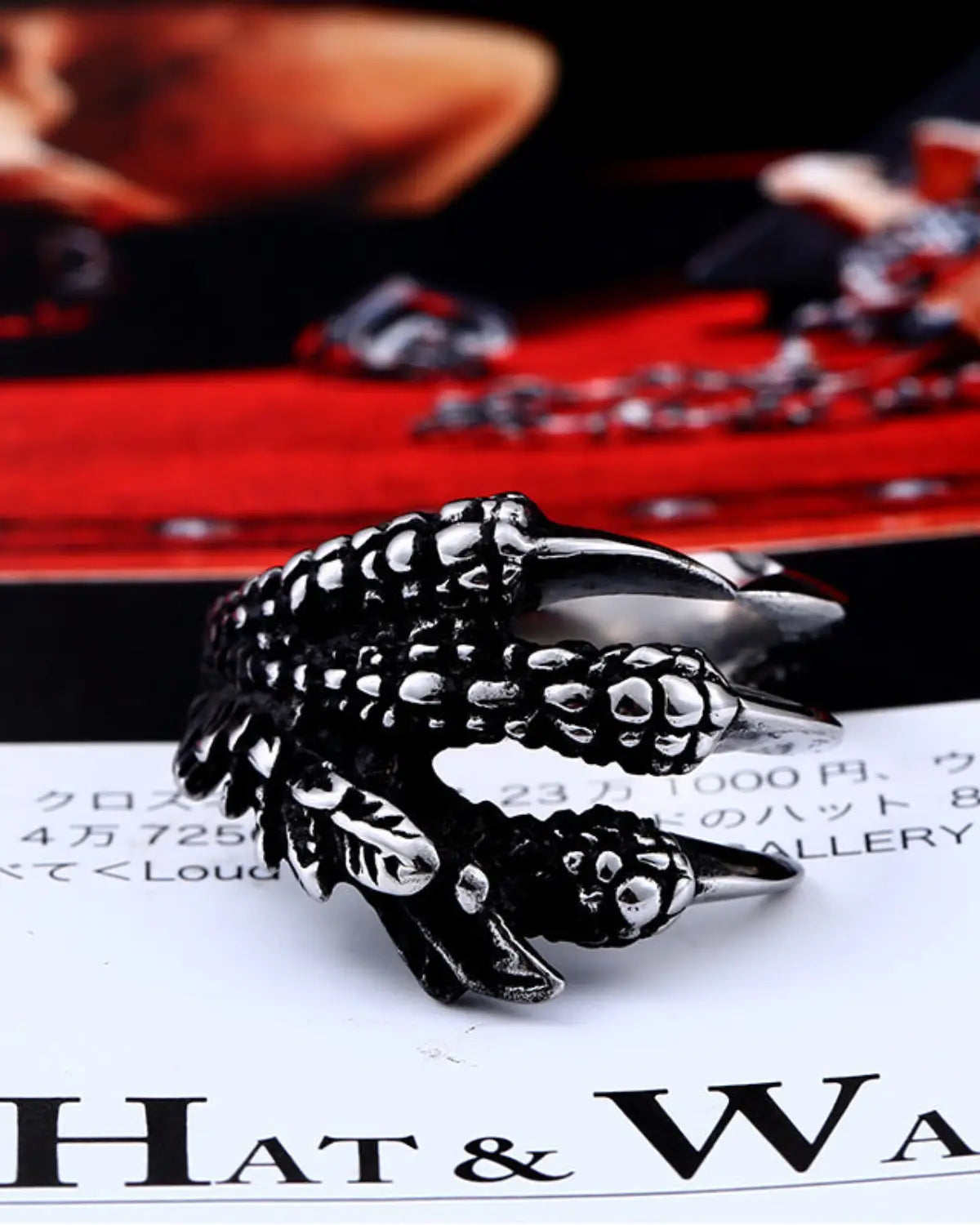 Punk and Gothic Claws Stainless Steel Ring Adjustable for Unisex