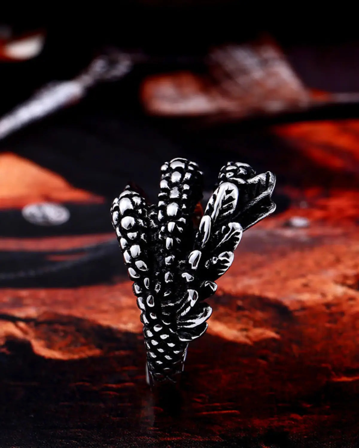Punk and Gothic Claws Stainless Steel Ring Adjustable for Unisex