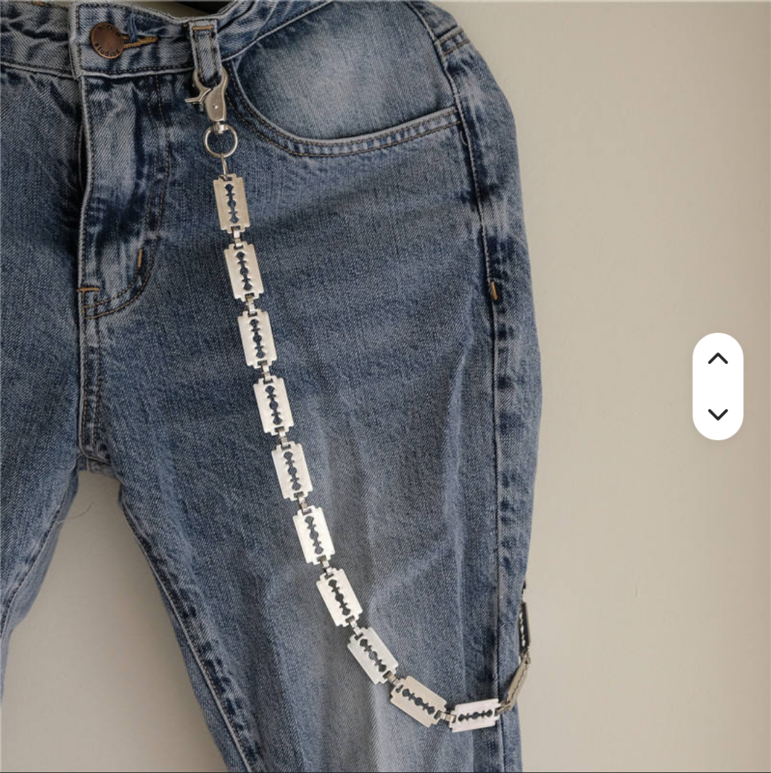 Hip-hop Gothic  Punk Style Pant Chain Fashion Men Accessories  Blade razor Trousers Chain