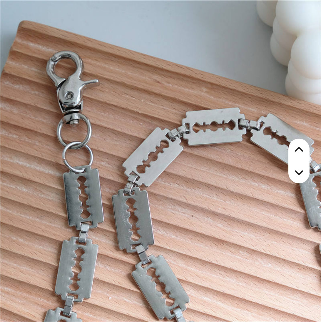 Hip-hop Gothic  Punk Style Pant Chain Fashion Men Accessories  Blade razor Trousers Chain