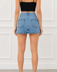 Asymmetrical Denim Mini Skirt – High Waist Wrap Style