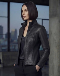 Viola Luxury Genuine Lamb Leather Classic Zip Designer Coat