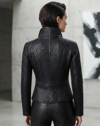Viva Leather Designer Women Full Woven Jacket