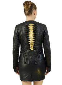 Woman Leather Jacket Gold