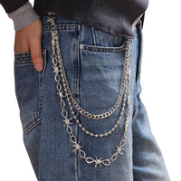 Silver trouser chain, punk wallet chain, Y2K chain accessory, barbed wire chain, jeans chain, pant chain, streetwear accessories, grunge fashion, gothic chain, unisex trouser chain