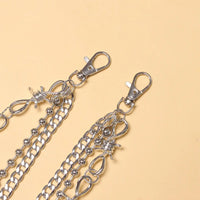 Silver trouser chain, punk wallet chain, Y2K chain accessory, barbed wire chain, jeans chain, pant chain, streetwear accessories, grunge fashion, gothic chain, unisex trouser chain