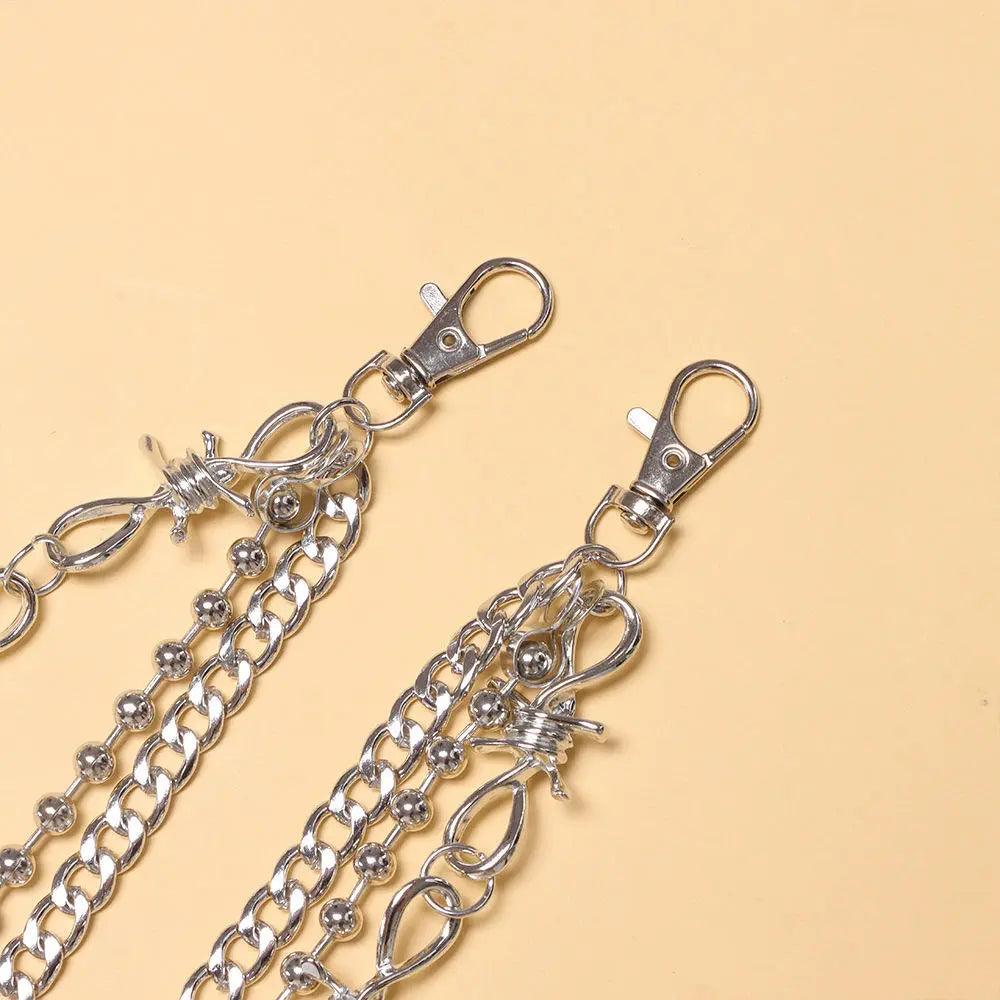 Silver trouser chain, punk wallet chain, Y2K chain accessory, barbed wire chain, jeans chain, pant chain, streetwear accessories, grunge fashion, gothic chain, unisex trouser chain