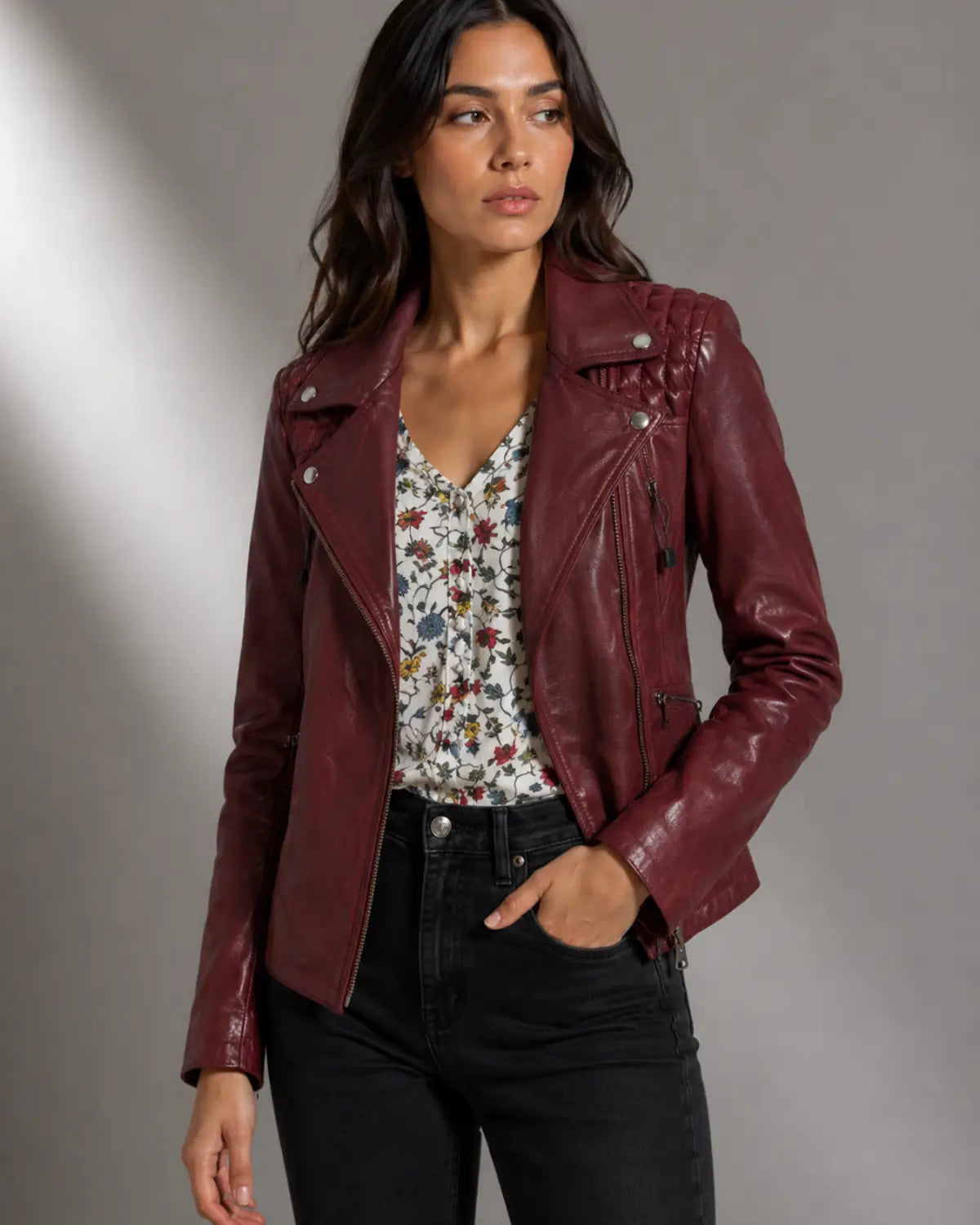 NYC Leather Woman Moto Jacket