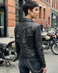 Richie Rich Women's Designer Rivet Embellished Leather Jacket