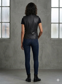 Women  leather Biker Vest 