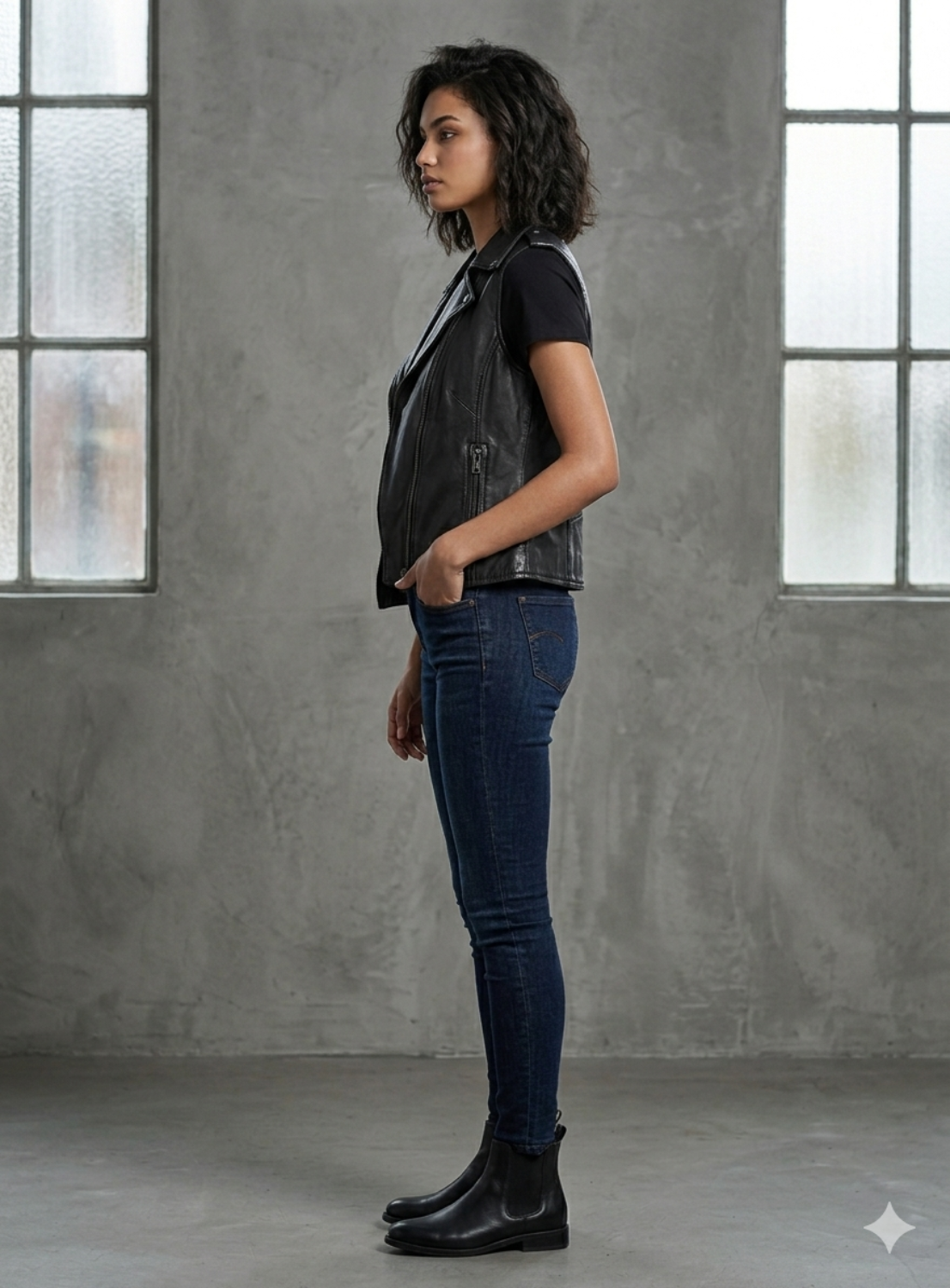 Women  leather Biker Vest 