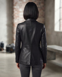 Women's Classic Soft Lambskin Leather Blazer Vannamoda