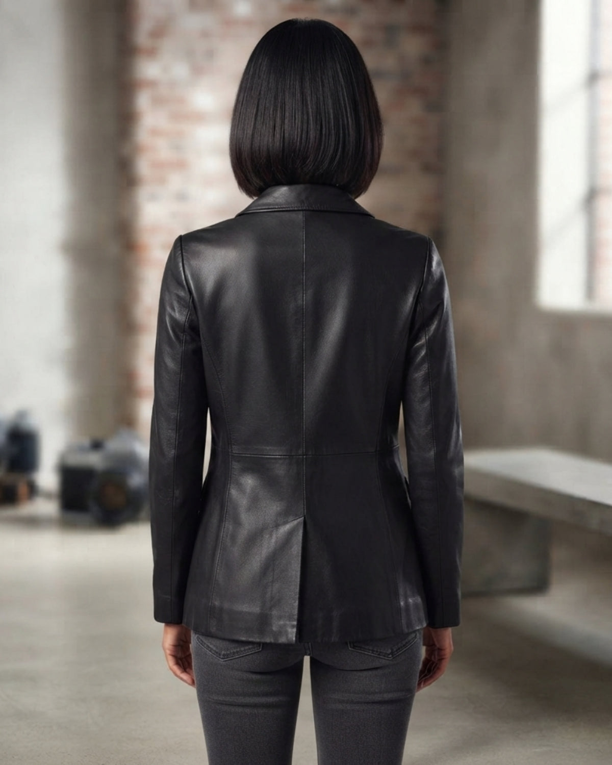Women's Classic Soft Lambskin Leather Blazer Vannamoda
